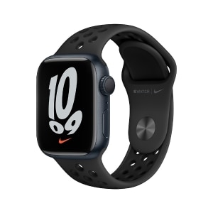 (Reembalado) Apple Watch Nike Series 7 (GPS, 41mm) - Caixa de Alumínio Meia-noite - Pulseira esportiva Nike cinza-carvão/preta