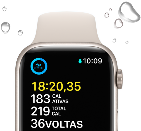 Comprar Apple Watch SE GPS • Caixa estelar de alumínio – 44 mm • Pulseira  esportiva estelar – P/M - Apple (BR)